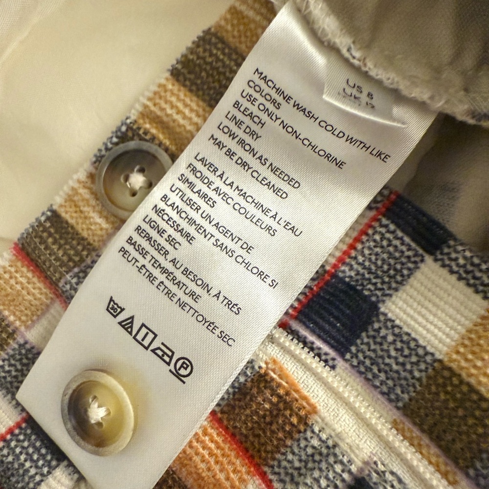 Anthropologie Essential Collection Skinny Kick Flare Plaid Corduroy Pants Sz 8 - Picture 4 of 6
